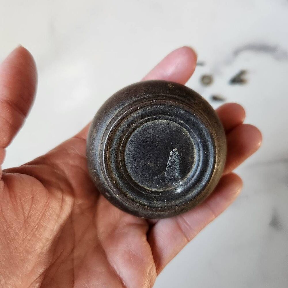 Antique dark metal bronze door knob round Victorian style